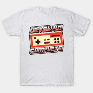 'Level 40 Complete' Funny Video Gamer Gift T-Shirt